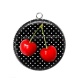 Pendentif Cabochon Argent - cerise