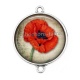 Connecteur Cabochon Argent - coquelicot