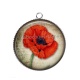 Pendentif Cabochon Argent - coquelicot