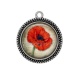 Pendentif Cabochon Argent - coquelicot