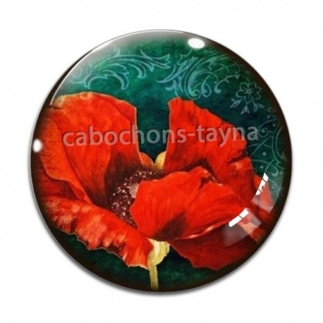 Cabochon Verre - coquelicot