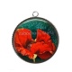Pendentif Cabochon Argent - coquelicot