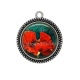 Pendentif Cabochon Argent - coquelicot