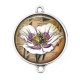 Connecteur Cabochon Argent - coquelicot