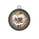Pendentif Cabochon Argent - coquelicot