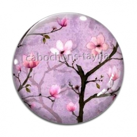 Cabochon Verre - fleur cerisier