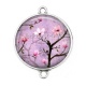 Connecteur Cabochon Argent - fleur cerisier