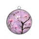 Pendentif Cabochon Argent - fleur cerisier