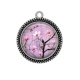 Pendentif Cabochon Argent - fleur cerisier