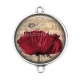 Connecteur Cabochon Argent - coquelicot
