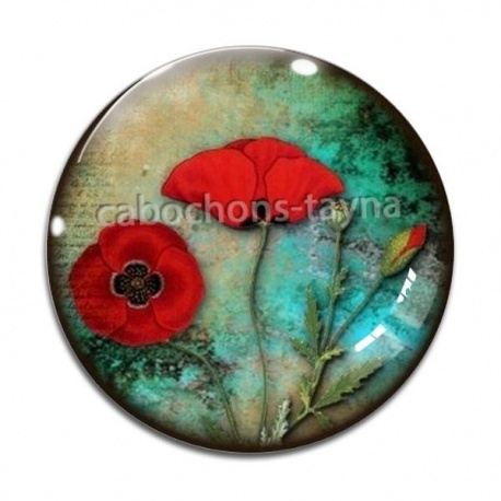 Cabochon Verre - coquelicot