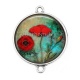 Connecteur Cabochon Argent - coquelicot