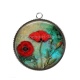 Pendentif Cabochon Argent - coquelicot