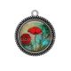 Pendentif Cabochon Argent - coquelicot