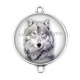 Connecteur Cabochon Argent - loup