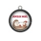 Pendentif Cabochon Argent - joyeux noël