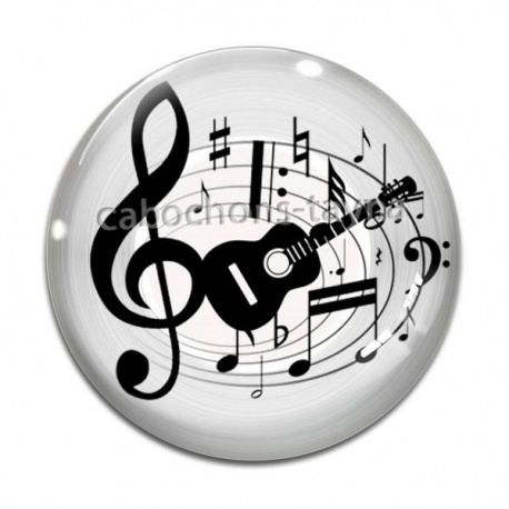 Cabochon Verre - guitare note de musique