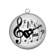 Pendentif Cabochon Argent - guitare note de musique