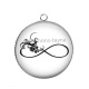 Pendentif Cabochon Argent - signe infini oiseau