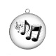 Pendentif Cabochon Argent - note de musique