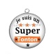 Pendentif Cabochon Argent - je suis un super tonton