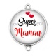 Connecteur Cabochon Argent - super maman