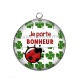 Pendentif Cabochon Argent - je porte bonheur