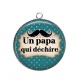 Pendentif Cabochon Argent - un papa qui déchire