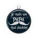 Pendentif Cabochon Argent - je suis un papa qui déchire