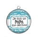 Pendentif Cabochon Argent - je suis un papa qui déchire