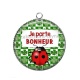 Pendentif Cabochon Argent - je porte bonheur
