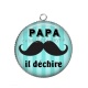 Pendentif Cabochon Argent -  papa qui déchire