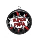 Pendentif Cabochon Argent - super papa