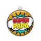 Pendentif Cabochon Argent - super papa