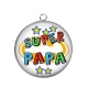 Pendentif Cabochon Argent - super papa