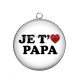 Pendentif Cabochon Argent - je t'aime papa