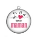 Pendentif Cabochon Argent - j'aime ma maman