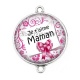 Connecteur Cabochon Argent - maman je t'aime