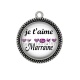 Pendentif Cabochon Argent - je t'aime marraine
