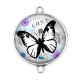 Connecteur Cabochon Argent - papillon