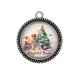 Pendentif Cabochon Argent - joyeux noël
