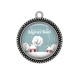 Pendentif Cabochon Argent - paysage noël