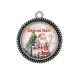 Pendentif Cabochon Argent - joyeux noël