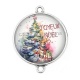 Connecteur Cabochon Argent - joyeux noël
