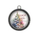Pendentif Cabochon Argent - joyeux noël