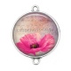 Connecteur Cabochon Argent - coquelicot