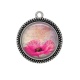 Pendentif Cabochon Argent - coquelicot