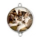 Connecteur Cabochon Argent - chat