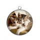 Pendentif Cabochon Argent - chat