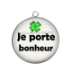 Pendentif Cabochon Argent - je porte bonheur